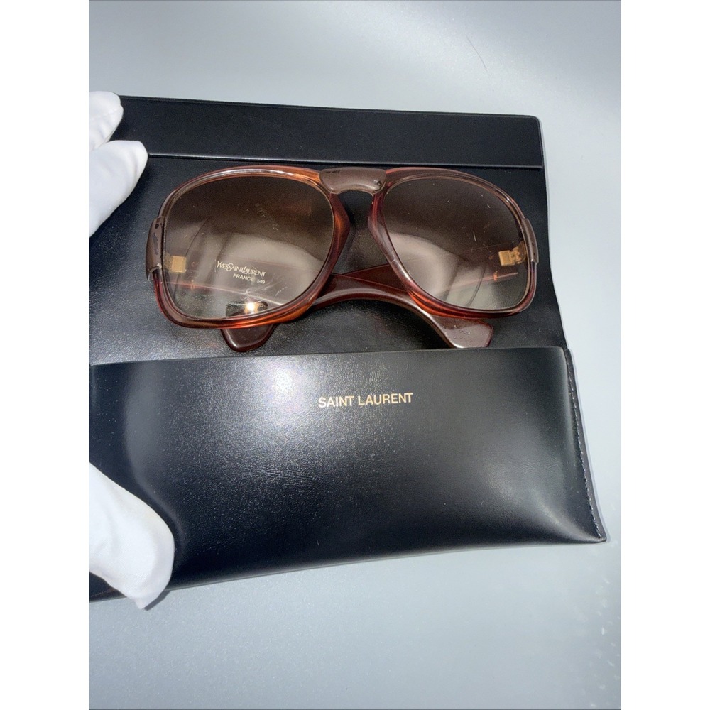 Yves Saint Laurent France "Jackie O"Oversized 1970s YSL Sunglasses & YSL Case - Picture 12 of 12